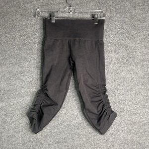Lululemon Athletica In The‎ Flow Crop Leggings Size 4 Gray Ruched Stretch